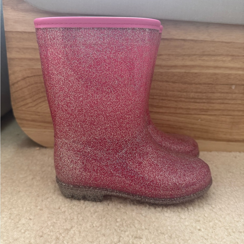 10C Pink Glitter Rain Boots
